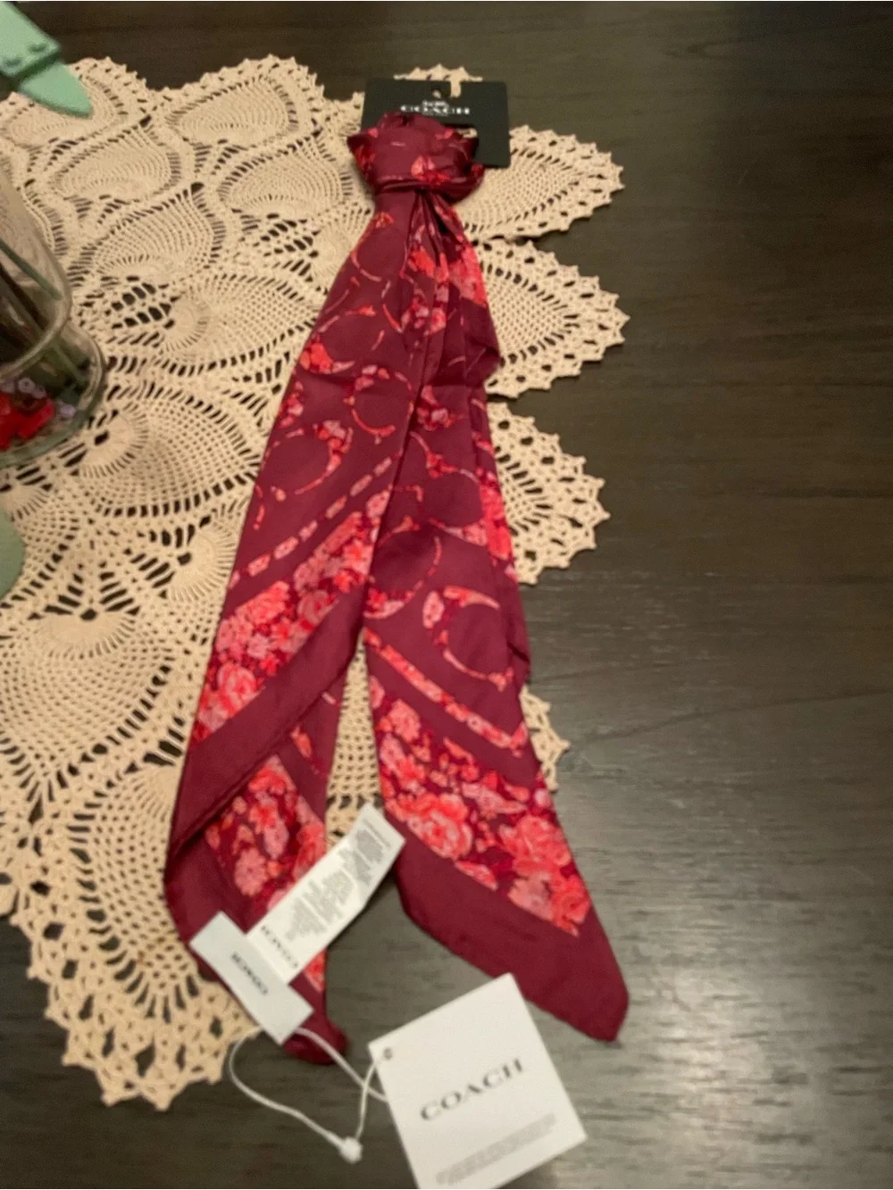 Coach Signature Rose Meadow Print Silk Square Scarf